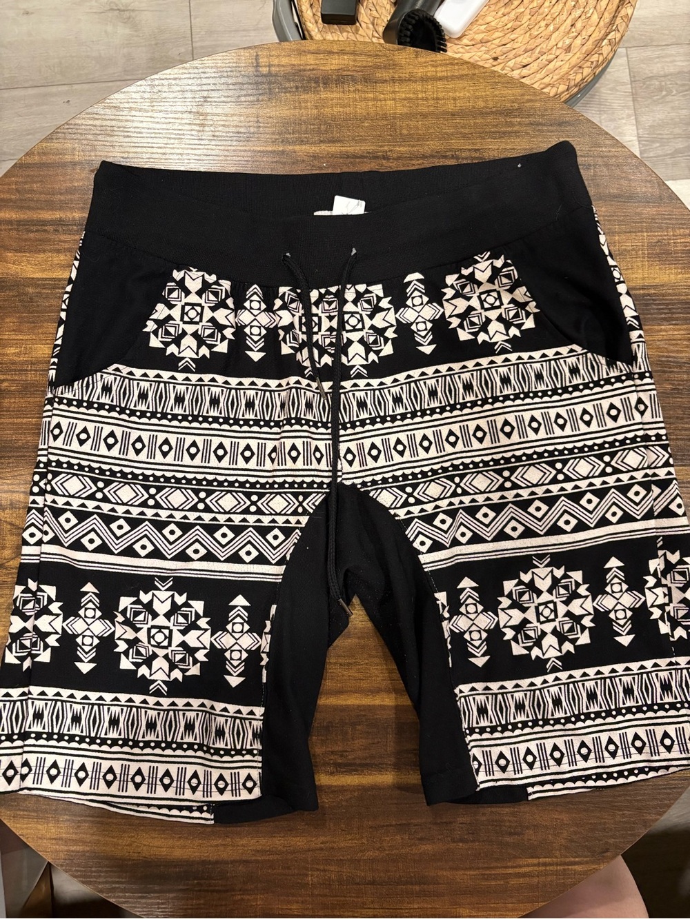Athletic Black & White Patterned Women's Shorts